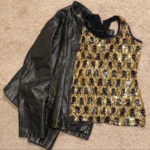Sequin gold skull women’s tank top